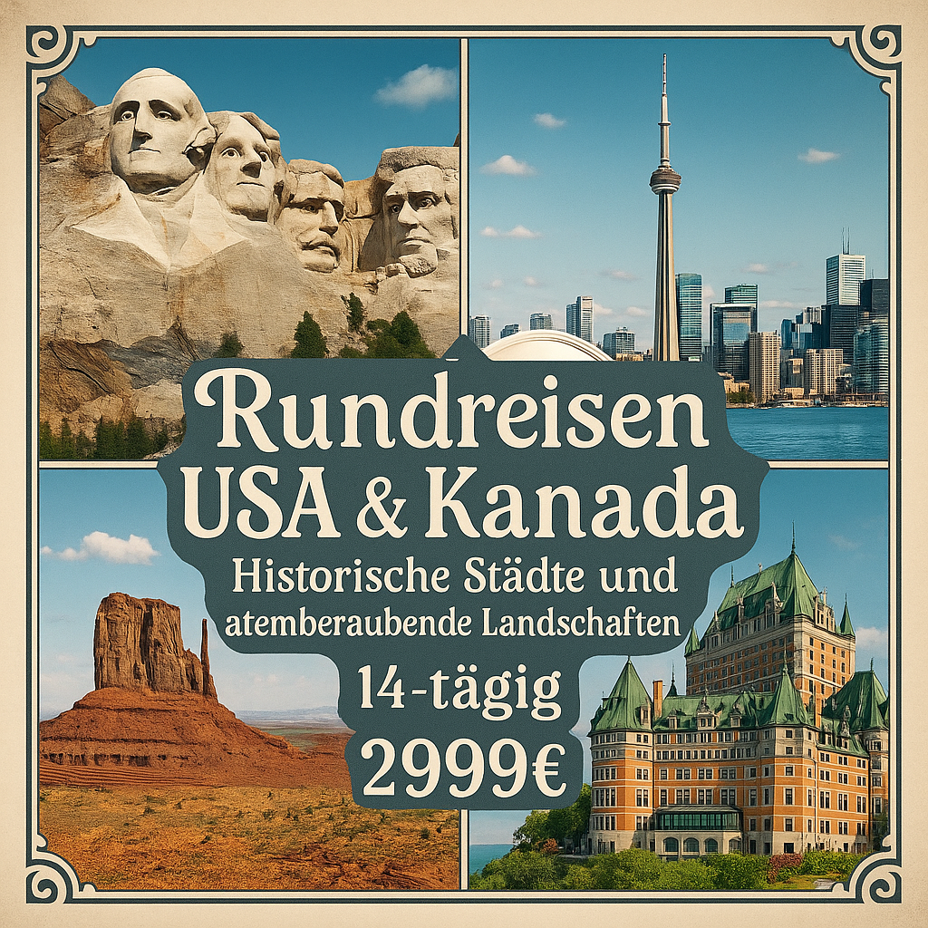 Rundreisen USA & Kanada: Historische Städte und atemberaubende Landschaften 14-tägig inkl. Flüge Mittelklassehotels mit Frühstück Inkl. Aktivitä