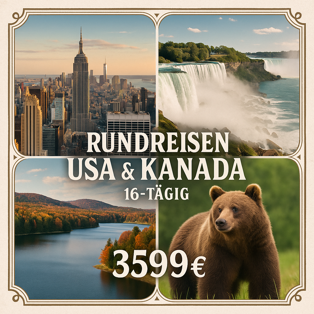 Rundreisen USA & Kanada: Von Wolkenkratzern mit Hotel in Manhattan zu Wasserfällen 16-tägig inkl. Flüge Mittelklassehotels mit Frühstück Inkl. Ak