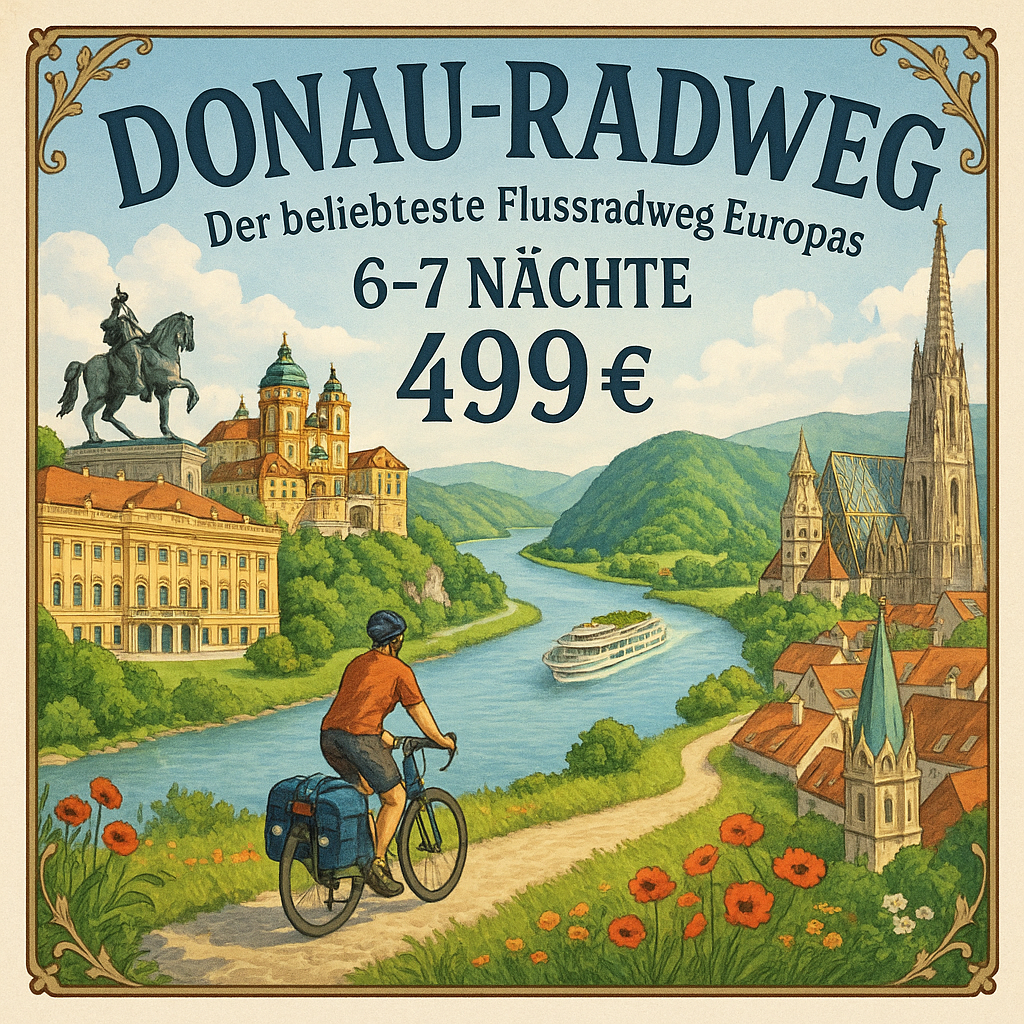 Eigene Anreise Donau-Radweg: Der beliebteste Flussradweg Europas 6 bzw. 7 Nächte3-/4-Sterne-Hotels mit FrühstückGepäcktransfer von Hotel zu Hotel