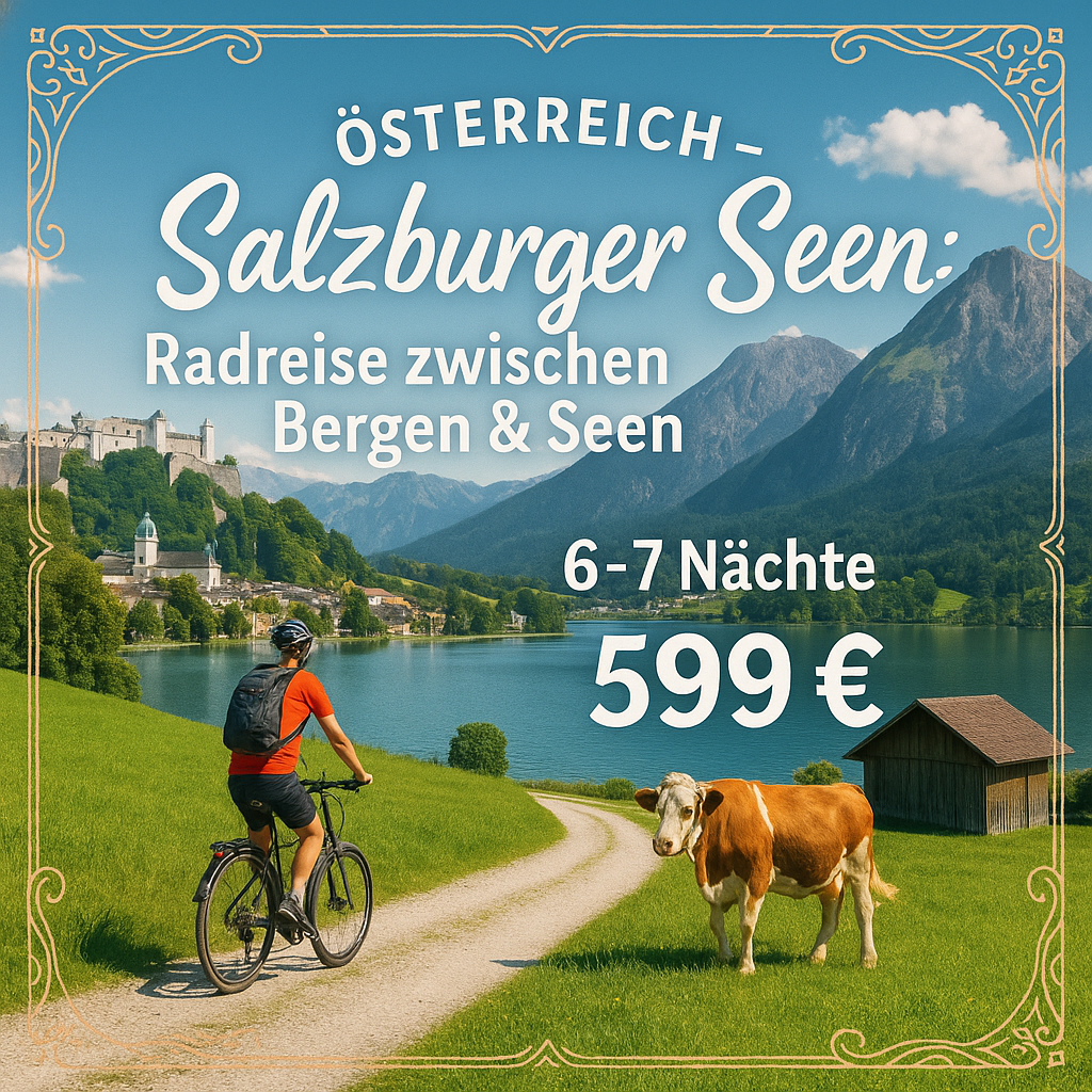 Eigene Anreise Österreich - Salzburger Seen: Radreise zwischen Bergen & Seen 6 bzw. 7 Nächte 3-Sterne-Hotels/Gasthöfe/Pensionen mit Frühstück Ink Eigene Anreise Österreich - Salzburger Seen: Radreise zwischen Bergen & Seen 6 bzw. 7 Nächte 3-Sterne-Hotels/Gasthöfe/Pensionen mit Frühstück Ink
