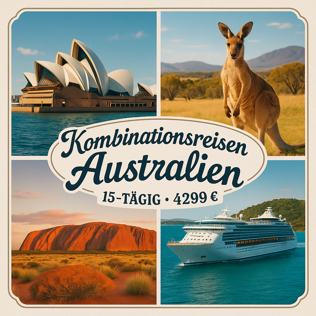 Kombinationsreisen Australien: Kreuzfahrt mit der Voyager of the Seas ab/an Brisbane inkl. Rundreise 15-tägig inkl. Flüge Premium-Schiff mit Vollpen