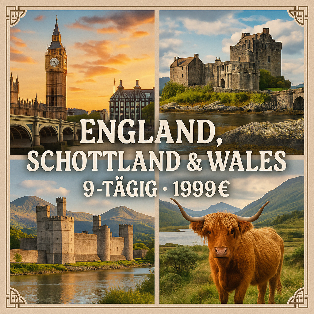 Rundreisen Großbritannien - England, Schottland & Wales: Burgen, Mythen und unvergessliche Landschaften 9-tägig inkl. Flüge Mittelklassehotels mit Rundreisen Großbritannien - England, Schottland & Wales: Burgen, Mythen und unvergessliche Landschaften 9-tägig inkl. Flüge Mittelklassehotels mit