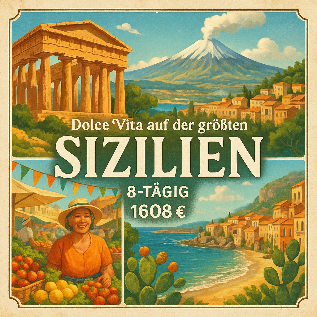 Rundreisen Italien – Sizilien: Dolce Vita auf der größten Mittelmeerinsel 8-tägig inkl. Flüge 4-Sterne-Hotels mit Halbpension Inkl. Eintrittsgelde