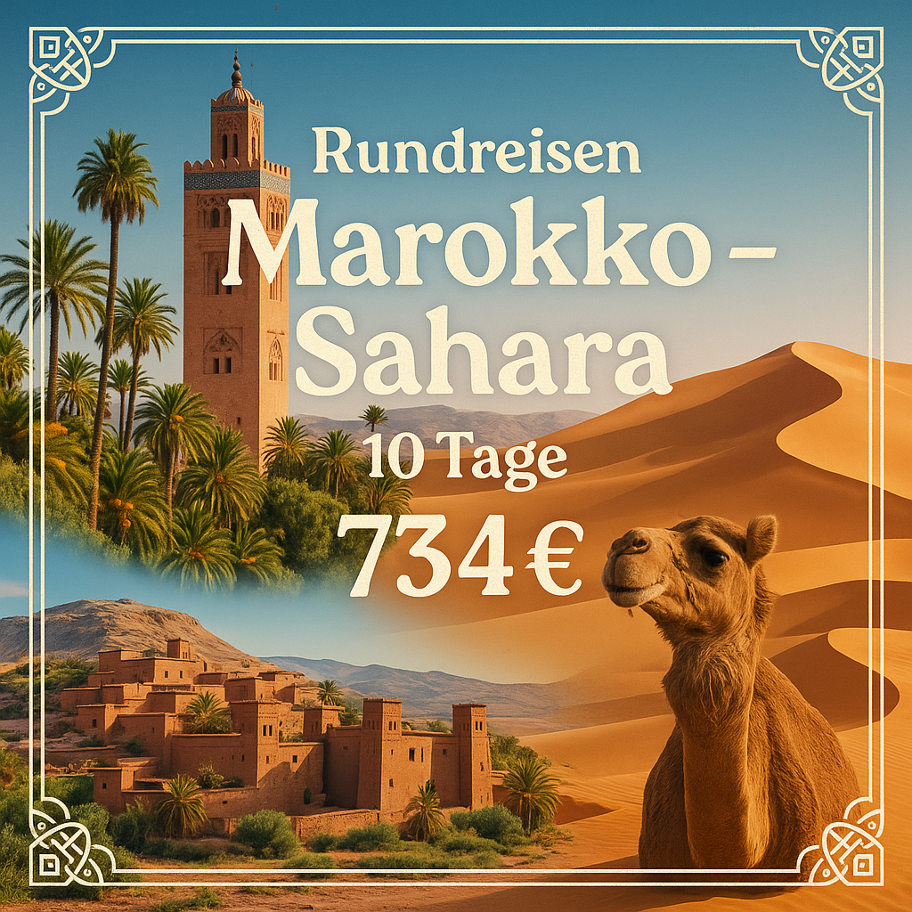Rundreisen Marokko - Sahara : Flexible Mietwagen-Rundreise ab/bis Marrakesch: Marokko 9 Nächte  Route, Dauer und weitere Reisebestandteile flexible w
