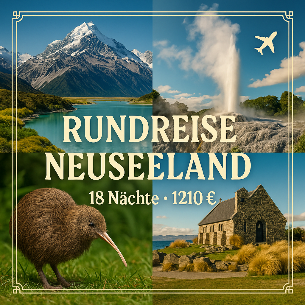 Rundreisen Neuseeland : Flexible Mietwagen-Rundreise ab Auckland bis Christchurch: Neuseeland 18 Nächte Route, Dauer und weitere Reisebestandteile fl Rundreisen Neuseeland : Flexible Mietwagen-Rundreise ab Auckland bis Christchurch: Neuseeland 18 Nächte Route, Dauer und weitere Reisebestandteile fl