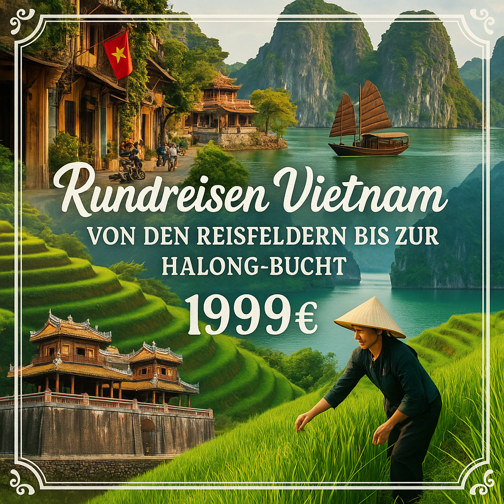 Rundreisen Vietnam: Von den Reisfeldern bis zur Halong-Bucht 13-tägig inkl. Flüge Mittelklassehotels/Dschunke mit Verpflegung Inkl. Ausflüge & Eint Rundreisen Vietnam: Von den Reisfeldern bis zur Halong-Bucht 13-tägig inkl. Flüge Mittelklassehotels/Dschunke mit Verpflegung Inkl. Ausflüge & Eint