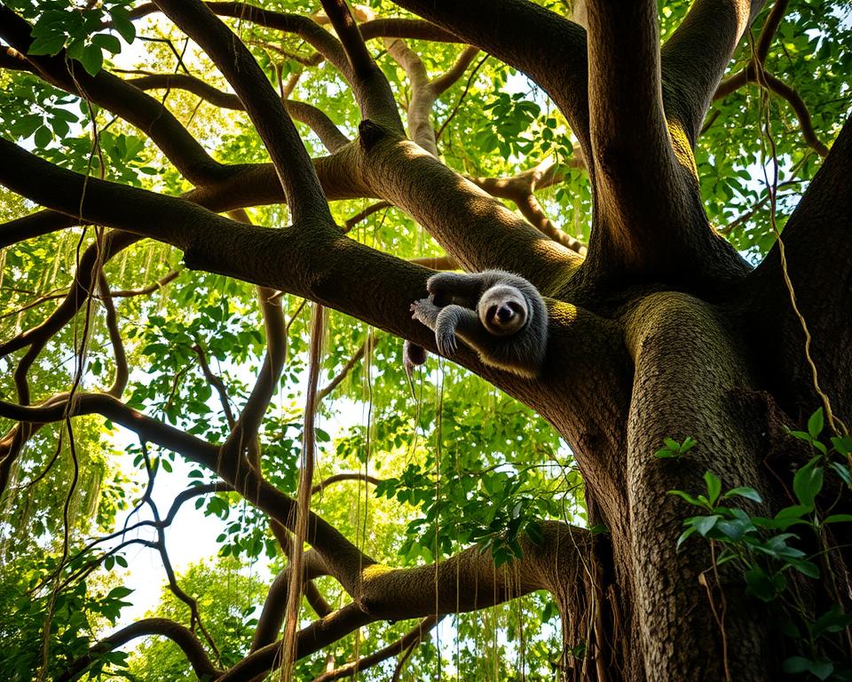 Faultier Lebensraum Baum Äste