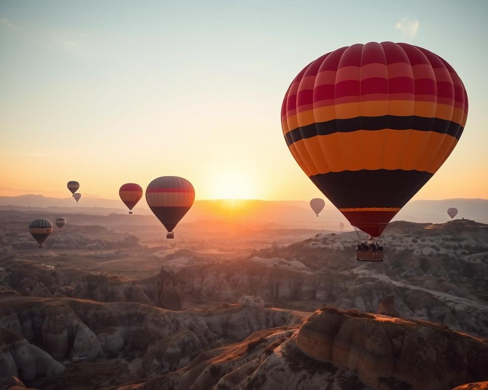 Heißluftballons über Kappadokien bei Sonnenaufgang