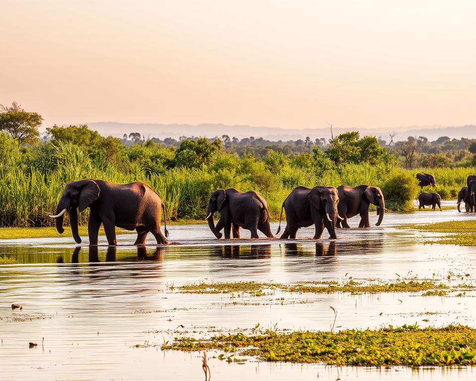 Tierwelt Okavango Delta Elefanten