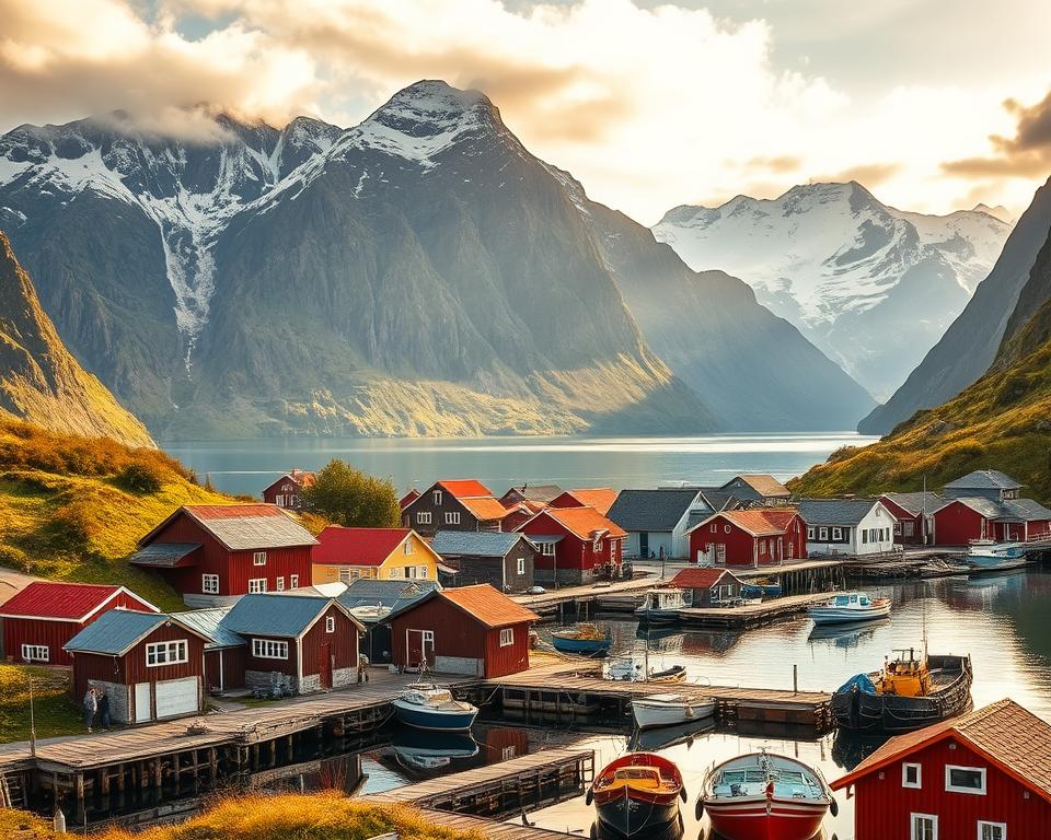 traditionelle Dörfer Fjorde