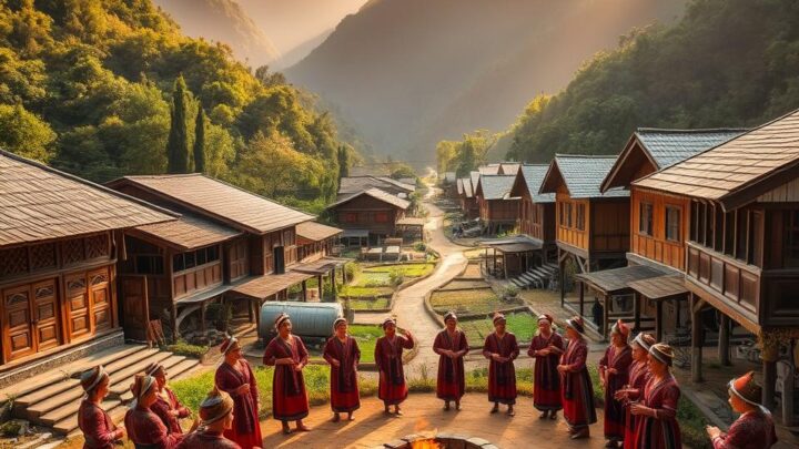 traditionelle Dörfer der Hmong und Dao