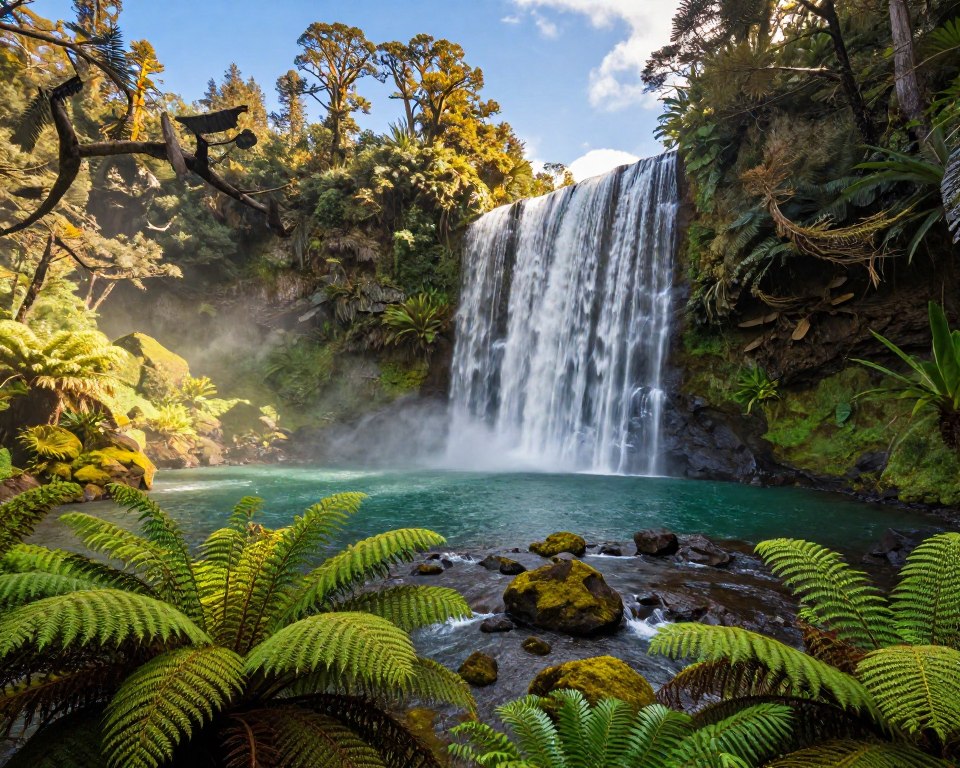 McLean Falls Wasserfall Wanderung Neuseeland
