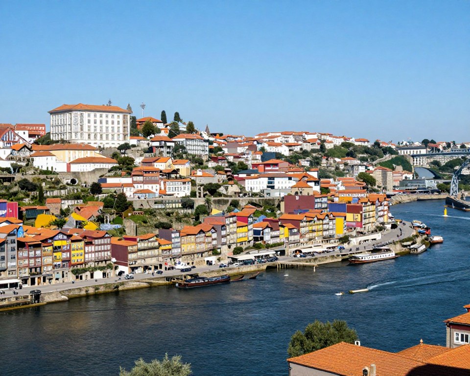 Porto Stadtansicht mit Douro-Fluss