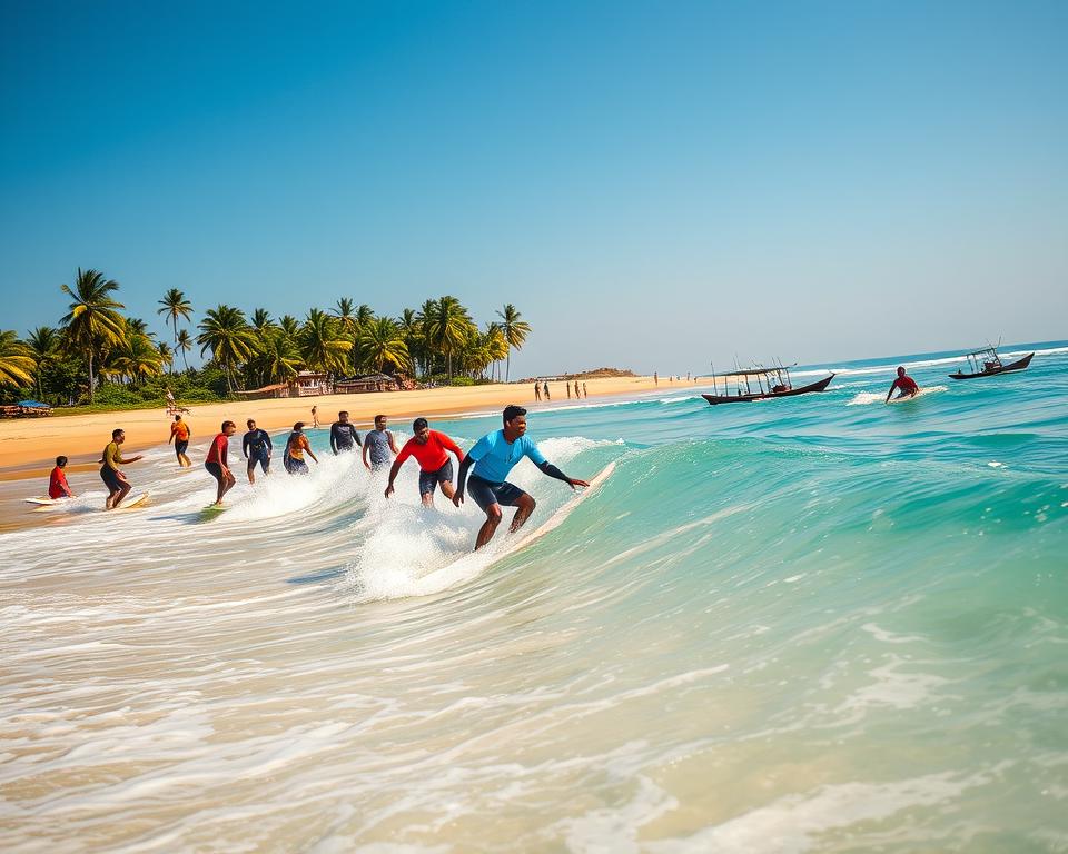 Surfen an den Stränden von Weligama Surfen an den Stränden von Weligama